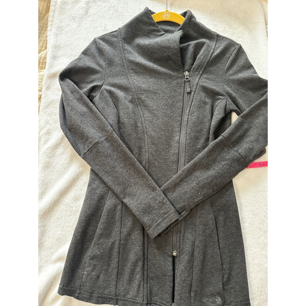 The North Face Womens XS Charcoal Grey Asymmetric Zip Funnel Neck Jacket